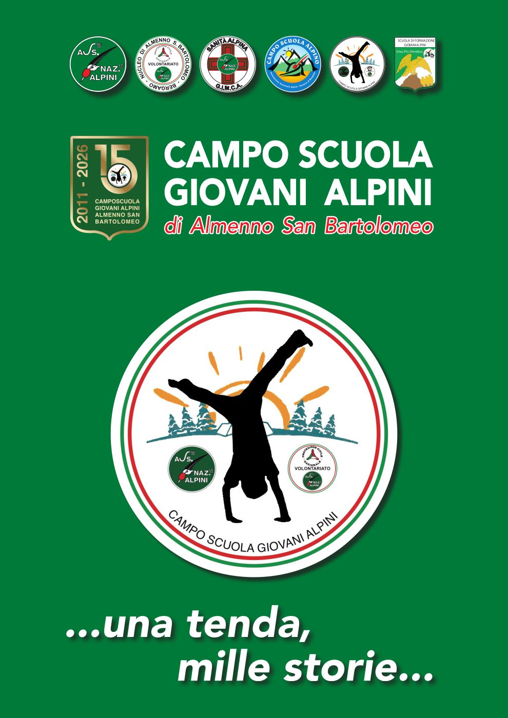 Copertina del libro «...una tenda, mille storie...», storia dei 15 anni del Campo Scuola Giovani Alpini